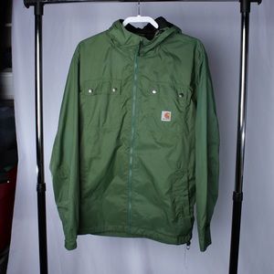 Carhartt Rain Defender Jacket ADULT Sz. Large Green Hooded Full-Zip Pockets